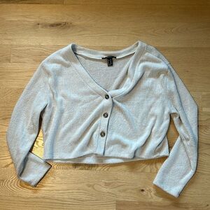 Forever 21 oatmeal colored fuzzy cropped cardigan